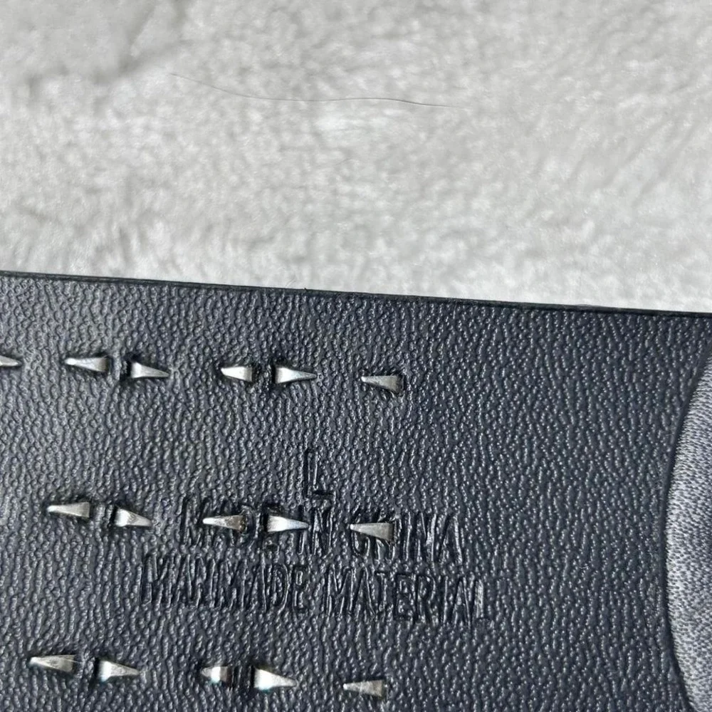 Studded Leather Belt Mens Womens Unisex 3-Rows Metal Pyramid Punk‎